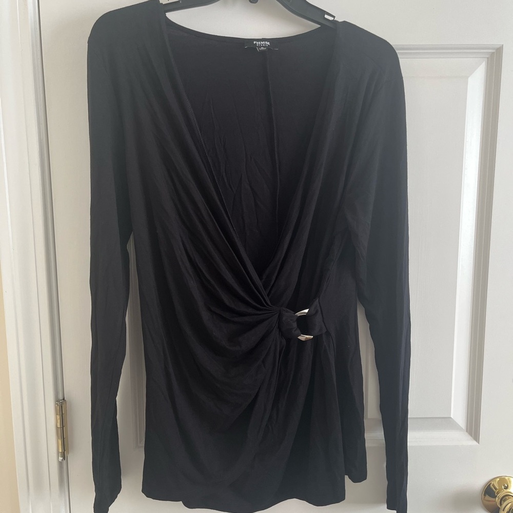 Premise Black Twist Front Blouse